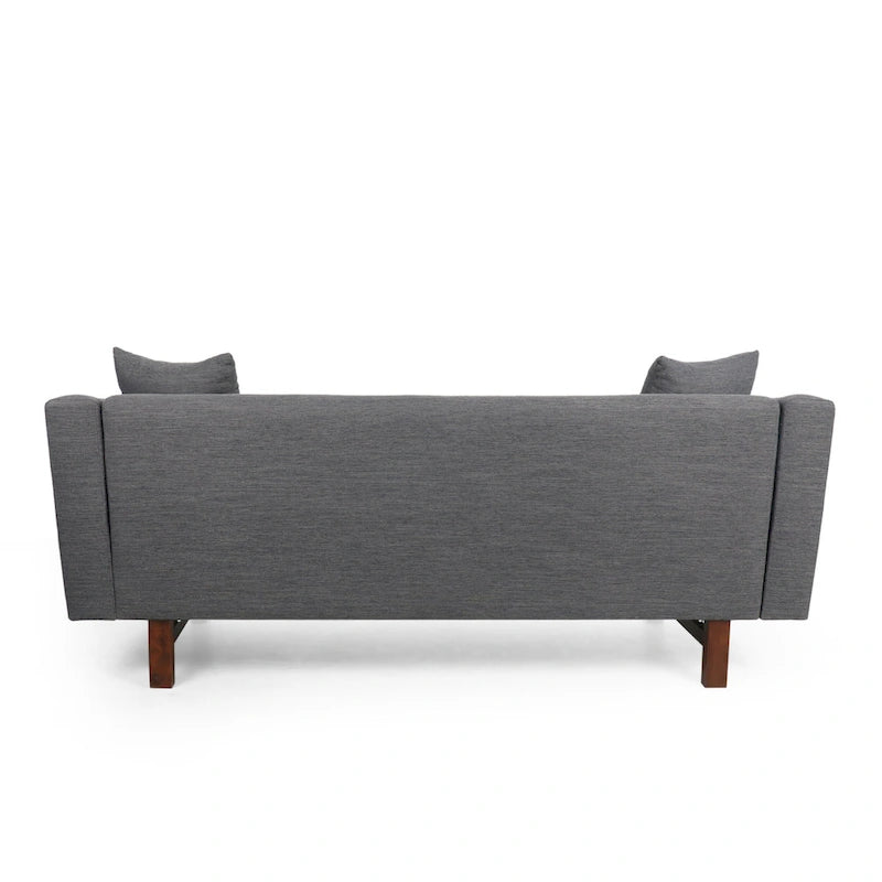 3-Seater Upholstered Sofa Mid-Century Modern Design Birch Wood Legs 73.5"W x 30.25"D x 29.25"H Living Room Furniture with Accent Pillows