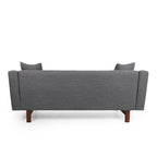 3-Seater Upholstered Sofa Mid-Century Modern Design Birch Wood Legs 73.5"W x 30.25"D x 29.25"H Living Room Furniture with Accent Pillows