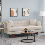 3-Seater Upholstered Sofa Mid-Century Modern Design Birch Wood Legs 73.5"W x 30.25"D x 29.25"H Living Room Furniture with Accent Pillows