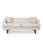 3-Seater Upholstered Sofa Mid-Century Modern Design Birch Wood Legs 73.5"W x 30.25"D x 29.25"H Living Room Furniture with Accent Pillows