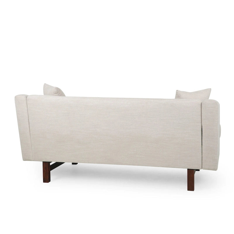 3-Seater Upholstered Sofa Mid-Century Modern Design Birch Wood Legs 73.5"W x 30.25"D x 29.25"H Living Room Furniture with Accent Pillows