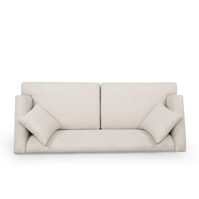 3-Seater Upholstered Sofa Mid-Century Modern Design Birch Wood Legs 73.5"W x 30.25"D x 29.25"H Living Room Furniture with Accent Pillows
