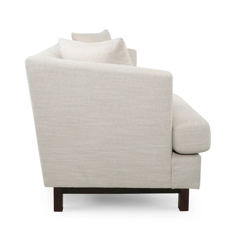 3-Seater Upholstered Sofa Mid-Century Modern Design Birch Wood Legs 73.5"W x 30.25"D x 29.25"H Living Room Furniture with Accent Pillows