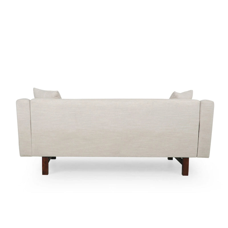 3-Seater Upholstered Sofa Mid-Century Modern Design Birch Wood Legs 73.5"W x 30.25"D x 29.25"H Living Room Furniture with Accent Pillows