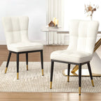 Velvet Dining Chairs Set of 2/4 - Waffle Pattern High Back, 300lbs Capacity, Metal Frame, 35.8"H x 18.9"W x 23.2"D, 8 Colors Available