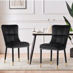 Velvet Dining Chairs Set of 2/4 - Waffle Pattern High Back, 300lbs Capacity, Metal Frame, 35.8"H x 18.9"W x 23.2"D, 8 Colors Available