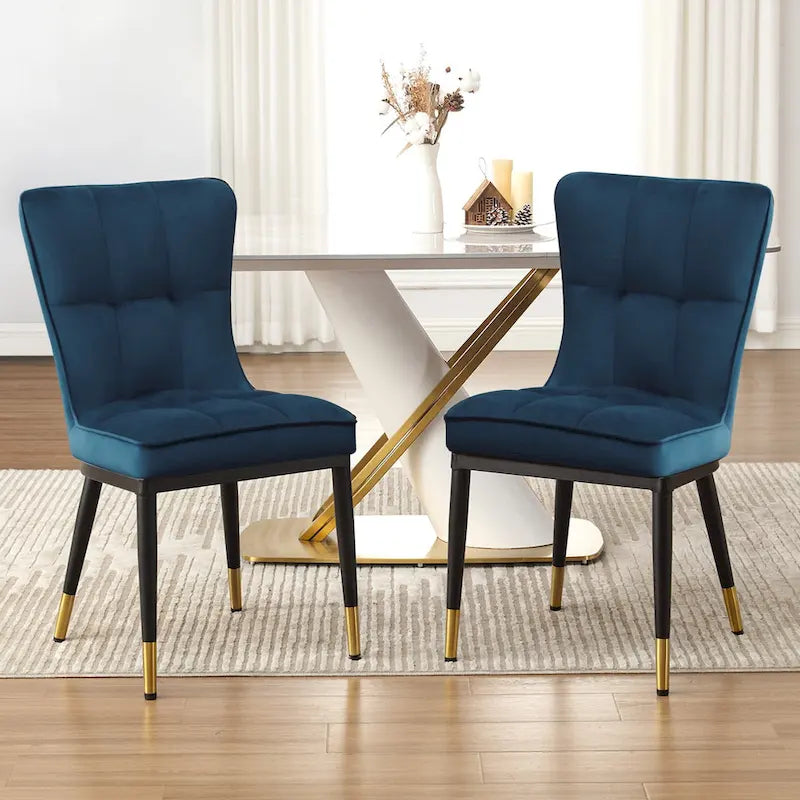 Velvet Dining Chairs Set of 2/4 - Waffle Pattern High Back, 300lbs Capacity, Metal Frame, 35.8"H x 18.9"W x 23.2"D, 8 Colors Available