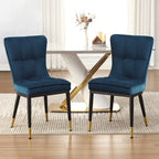 Velvet Dining Chairs Set of 2/4 - Waffle Pattern High Back, 300lbs Capacity, Metal Frame, 35.8"H x 18.9"W x 23.2"D, 8 Colors Available