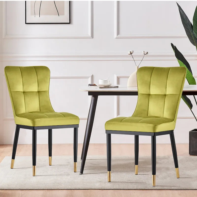 Velvet Dining Chairs Set of 2/4 - Waffle Pattern High Back, 300lbs Capacity, Metal Frame, 35.8"H x 18.9"W x 23.2"D, 8 Colors Available