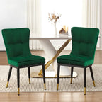 Velvet Dining Chairs Set of 2/4 - Waffle Pattern High Back, 300lbs Capacity, Metal Frame, 35.8"H x 18.9"W x 23.2"D, 8 Colors Available