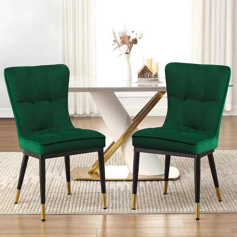 Velvet Dining Chairs Set of 2/4 - Waffle Pattern High Back, 300lbs Capacity, Metal Frame, 35.8"H x 18.9"W x 23.2"D, 8 Colors Available