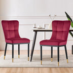 Velvet Dining Chairs Set of 2/4 - Waffle Pattern High Back, 300lbs Capacity, Metal Frame, 35.8"H x 18.9"W x 23.2"D, 8 Colors Available