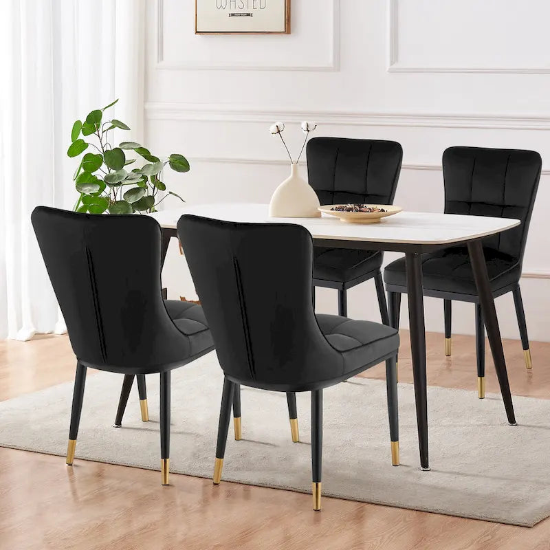 Velvet Dining Chairs Set of 2/4 - Waffle Pattern High Back, 300lbs Capacity, Metal Frame, 35.8"H x 18.9"W x 23.2"D, 8 Colors Available