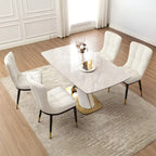 Velvet Dining Chairs Set of 2/4 - Waffle Pattern High Back, 300lbs Capacity, Metal Frame, 35.8"H x 18.9"W x 23.2"D, 8 Colors Available