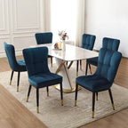 Velvet Dining Chairs Set of 2/4 - Waffle Pattern High Back, 300lbs Capacity, Metal Frame, 35.8"H x 18.9"W x 23.2"D, 8 Colors Available