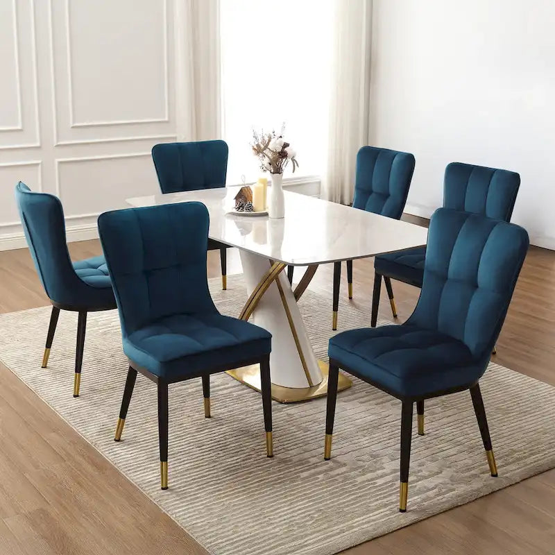 Velvet Dining Chairs Set of 2/4 - Waffle Pattern High Back, 300lbs Capacity, Metal Frame, 35.8"H x 18.9"W x 23.2"D, 8 Colors Available