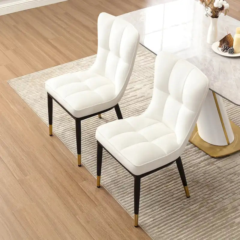 Velvet Dining Chairs Set of 2/4 - Waffle Pattern High Back, 300lbs Capacity, Metal Frame, 35.8"H x 18.9"W x 23.2"D, 8 Colors Available