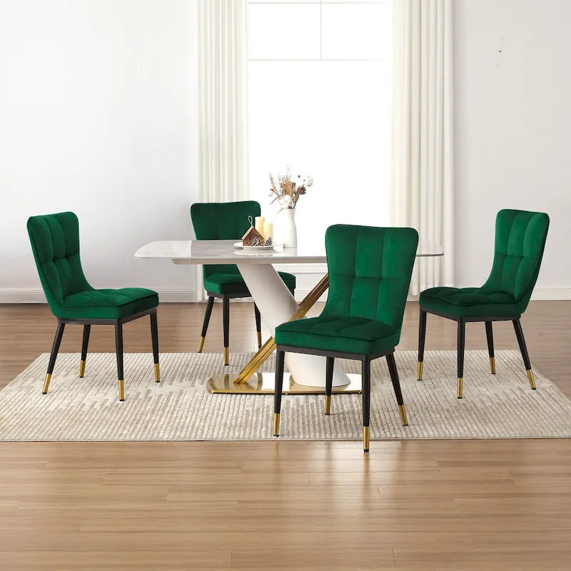 Velvet Dining Chairs Set of 2/4 - Waffle Pattern High Back, 300lbs Capacity, Metal Frame, 35.8"H x 18.9"W x 23.2"D, 8 Colors Available