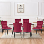 Velvet Dining Chairs Set of 2/4 - Waffle Pattern High Back, 300lbs Capacity, Metal Frame, 35.8"H x 18.9"W x 23.2"D, 8 Colors Available