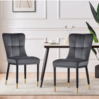 Velvet Dining Chairs Set of 2/4 - Waffle Pattern High Back, 300lbs Capacity, Metal Frame, 35.8"H x 18.9"W x 23.2"D, 8 Colors Available