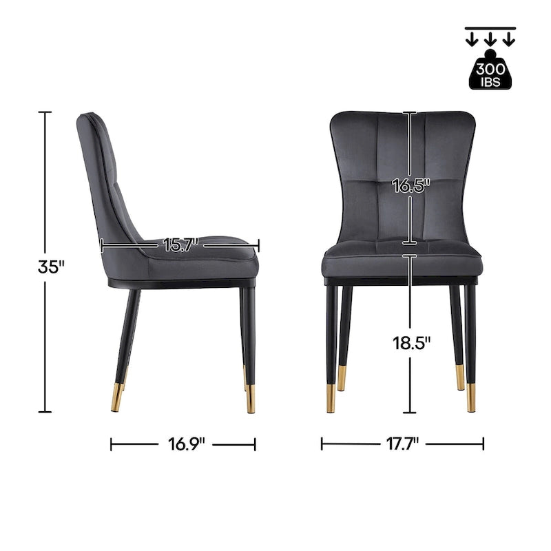 Velvet Dining Chairs Set of 2/4 - Waffle Pattern High Back, 300lbs Capacity, Metal Frame, 35.8"H x 18.9"W x 23.2"D, 8 Colors Available