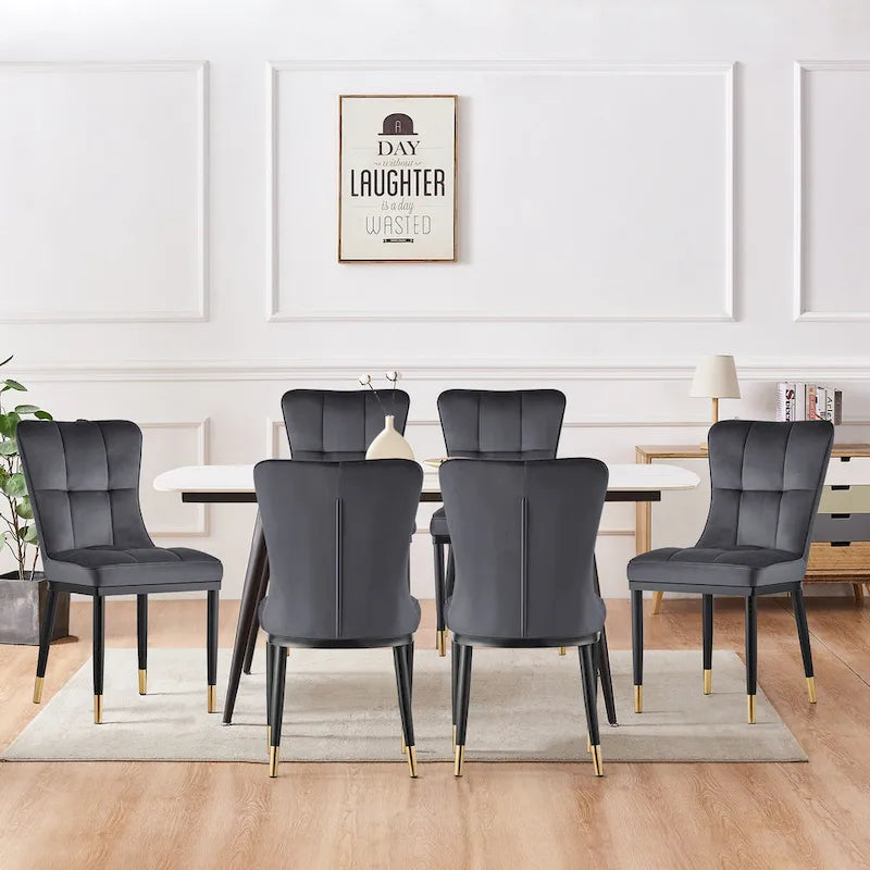 Velvet Dining Chairs Set of 2/4 - Waffle Pattern High Back, 300lbs Capacity, Metal Frame, 35.8"H x 18.9"W x 23.2"D, 8 Colors Available