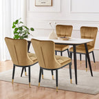 Velvet Dining Chairs Set of 2/4 - Waffle Pattern High Back, 300lbs Capacity, Metal Frame, 35.8"H x 18.9"W x 23.2"D, 8 Colors Available