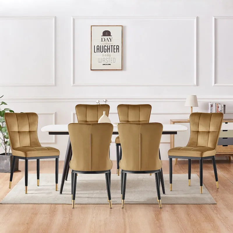 Velvet Dining Chairs Set of 2/4 - Waffle Pattern High Back, 300lbs Capacity, Metal Frame, 35.8"H x 18.9"W x 23.2"D, 8 Colors Available