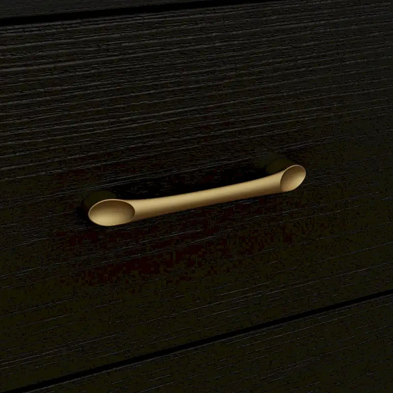 Elegant 9-Drawer Dresser with Gold Accents - Black Stripe Finish Chest