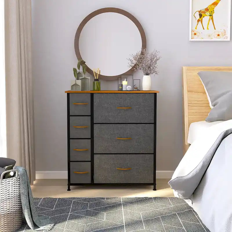 Moasis 7-drawer Bedroom Fabric Dresser Storage Tower with Wood Top