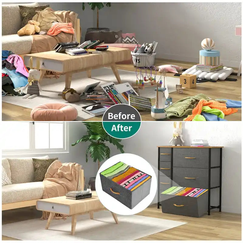Moasis 7-drawer Bedroom Fabric Dresser Storage Tower with Wood Top