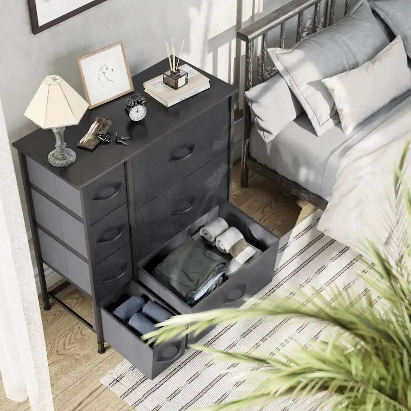 Moasis 7-drawer Bedroom Fabric Dresser Storage Tower with Wood Top
