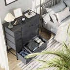Moasis 7-drawer Bedroom Fabric Dresser Storage Tower with Wood Top