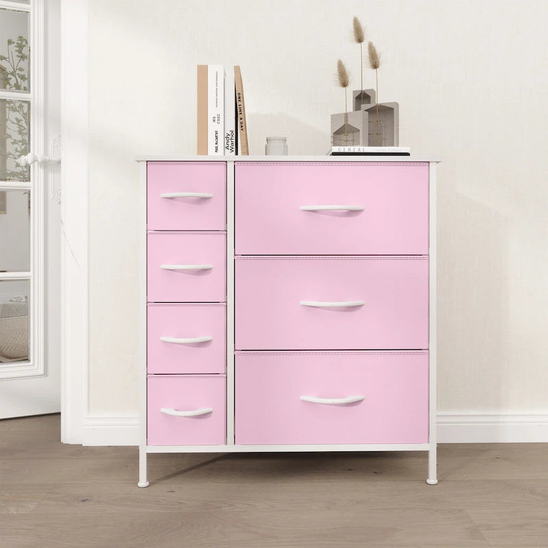 Moasis 7-drawer Bedroom Fabric Dresser Storage Tower with Wood Top