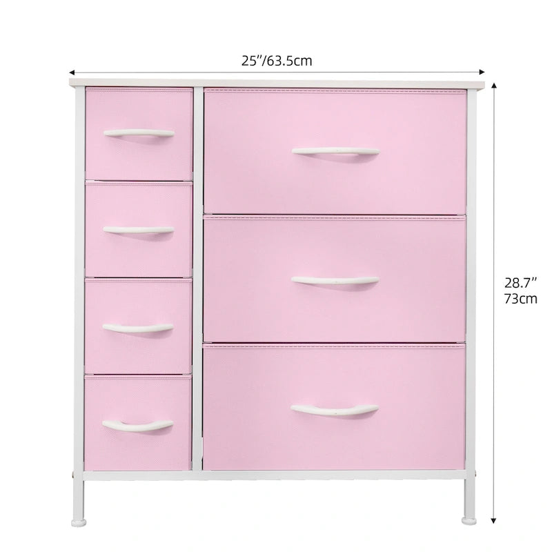 Moasis 7-drawer Bedroom Fabric Dresser Storage Tower with Wood Top