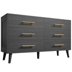 Wood 6 Drawer Double Dresser, Chest Of Drawers Cabinet, TV Stand for Bedroom, Livingroom and Enterway