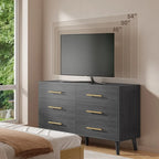 Wood 6 Drawer Double Dresser, Chest Of Drawers Cabinet, TV Stand for Bedroom, Livingroom and Enterway