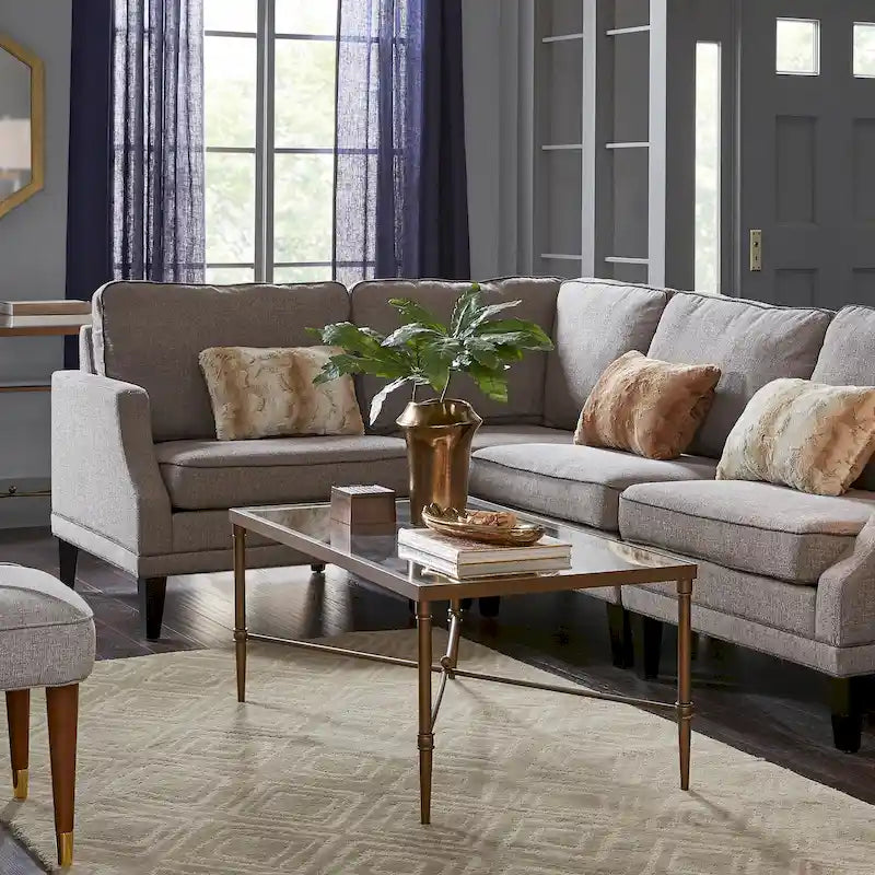 Modern Glam Coffee Table Bronze Metal Frame Tempered Glass Top 44"W x 24"D x 18.25"H X-Shaped Support Living Room Furniture