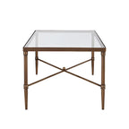 Modern Glam Coffee Table Bronze Metal Frame Tempered Glass Top 44"W x 24"D x 18.25"H X-Shaped Support Living Room Furniture