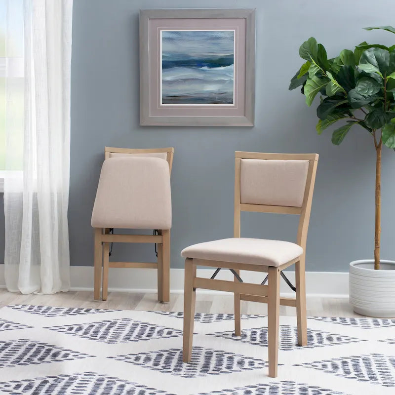 Ciara Wooden Grey Wash Folding Side Dining Chair (Set of 2)
