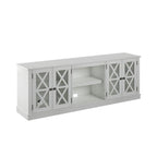 TV Stand for 80" TVs up to 90lbs - Farmhouse Style with Barn Doors, 2 Cabinets, Adjustable Shelves, Cable Management - White Entertainment Center