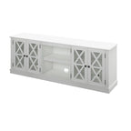 TV Stand for 80" TVs up to 90lbs - Farmhouse Style with Barn Doors, 2 Cabinets, Adjustable Shelves, Cable Management - White Entertainment Center