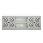 TV Stand for 80" TVs up to 90lbs - Farmhouse Style with Barn Doors, 2 Cabinets, Adjustable Shelves, Cable Management - White Entertainment Center