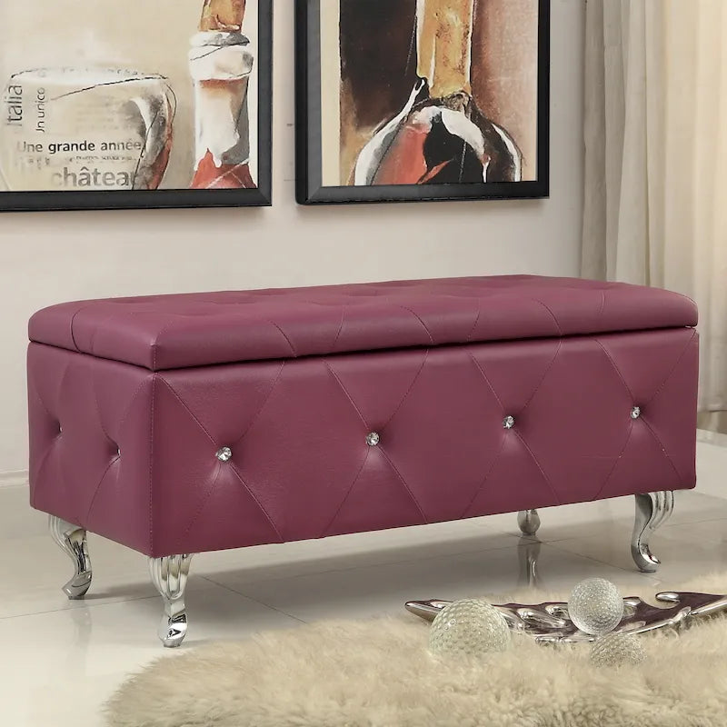 Upholstered Tufted Storage Bench