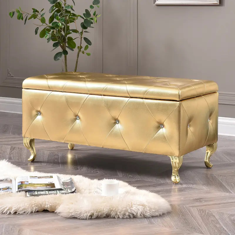 Upholstered Tufted Storage Bench