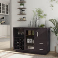 Modern Wooden Dining Buffet with Wine Rack, 16-Bottle Storage, 2 Drawers, Sliding Door, Cappuccino Finish, 47.25"W x 32.75"H