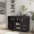 Modern Wooden Dining Buffet with Wine Rack, 16-Bottle Storage, 2 Drawers, Sliding Door, Cappuccino Finish, 47.25"W x 32.75"H