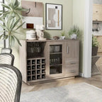 Modern Wooden Dining Buffet with Wine Rack, 16-Bottle Storage, 2 Drawers, Sliding Door, Cappuccino Finish, 47.25"W x 32.75"H