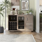 Modern Wooden Dining Buffet with Wine Rack, 16-Bottle Storage, 2 Drawers, Sliding Door, Cappuccino Finish, 47.25"W x 32.75"H