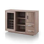 Modern Wooden Dining Buffet with Wine Rack, 16-Bottle Storage, 2 Drawers, Sliding Door, Cappuccino Finish, 47.25"W x 32.75"H